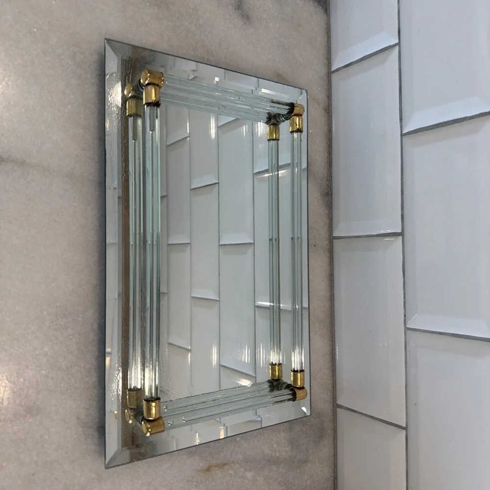 Vintage Vanity Mirror‎ With Lucite BumpersGW993